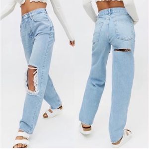 BDD high rise distressed baggy jeans size 24